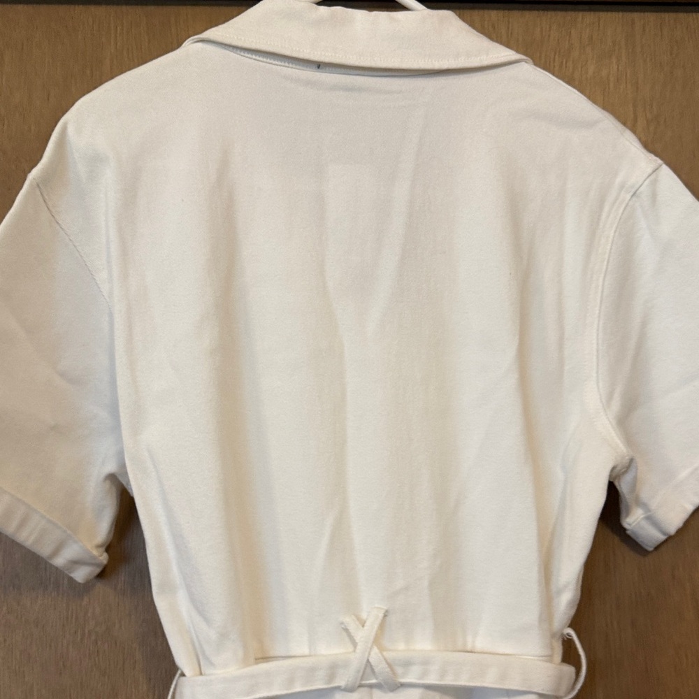 Skies Are Blue White Denim Romper with Belt Short Sleeve XL - Picture 7 of 7